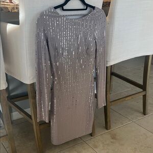 Elegant Sequin Long Sleeve Dress by Crystal Sky